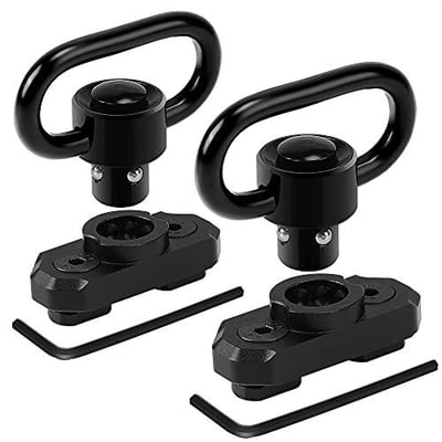REERON 2 Point Sling & Mount Adjustable Extra Long Two Point Traditional Rifle Sling with 2 Pack 1.25" QD Swivels Mounts for M-Rail (2 Pack) 