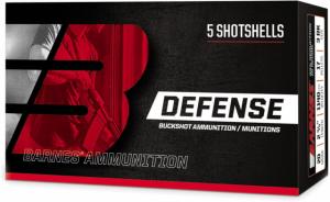 Barnes Defense Buckshot 20 Gauge 3 Buck 17 Pellets 2.75in Shotgun Buckshot Ammo, 5 Rounds, 32013