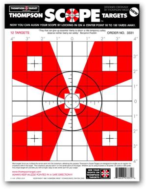 Thompson Target Scope Alignment/Sight-In 9x12 Paper Shooting Targets, 50 Pack, Red, Small, 3331-50