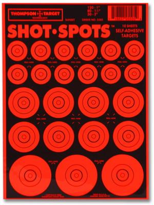 Thompson Target Shot Spots 6.5x9 Adhesive Target Paster Bullseyes, 25 Pack, Orange, Extra Small, 5505-25