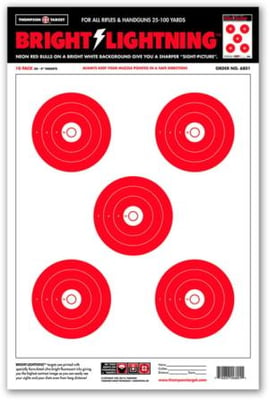 Thompson Target Bright Lightning 12.5x19in Paper Shooting Targets, 25 Pack, Red, Large, 6801-25