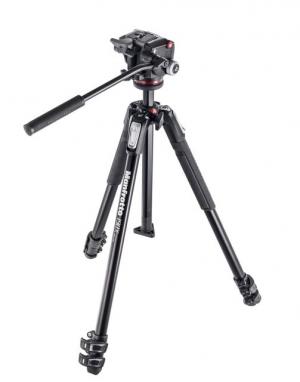 Manfrotto 190X Aluminum 3-Section Tripod, Black, Kit w/ XPRO Fluid Head MK190X3-2W