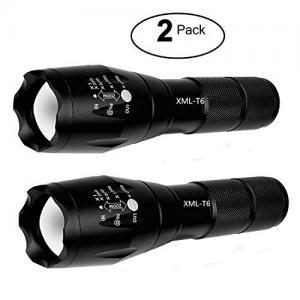 2 Pack Tactical Flashlight Torch, Military Grade 5 Modes XML T6 3000 Lumens Tactical Led Waterproof Handheld Flashlight for Camping Biking Hiking Outdoor Home Emergency 2 Pack Tactical Flashlight Torc