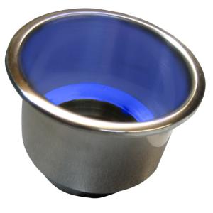 Whitecap Flush Mount Cup Holder w/Blue LED Light - Stainless Steel, S-3511BC 725060351151