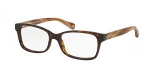 Coach LIBBY HC6047 Single Vision Prescription Eyeglasses 5204-51 - Dark Tortoise/Light Brown Horn Frame