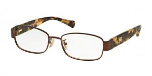 Coach HC5075 Single Vision Prescription Eyeglasses 9245-53 - Satin Brown/Dark Vintage Tort Frame