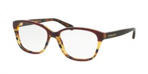 Coach HC6103 Progressive Prescription Eyeglasses 5444-54 - Aubgn Navy Tort Varsity Stripe Frame
