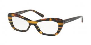 Coach HC6108 Progressive Prescription Eyeglasses 5440-50 - Blk Amber Gltr Varsity Stripe Frame