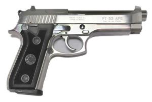 Taurus PT-92 Large Frame Pistol 1920159, 9mm, 5", Checkered Rubber Grip, Stainless Finish, 10 Rd, Fixed Sights 725327100720