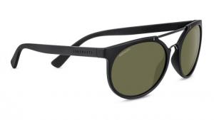Serengeti Lerici Sunglasses,Satin Black/Satin Black Frame,Polarized 555nm Round Lens 8348