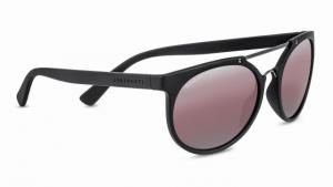 Serengeti Lerici Sunglasses,Satin Black/Shiny Dark Gun Frame,Polarized Sedona Bi Mirror Round Lens 8358 