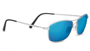 Serengeti Corleone Sunglasses, Shiny Titanium, Polarized 555nm Blue, 8418
