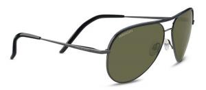 Serengeti Carrara Leather, Polarized 555nm , Aviator , Unisex, Shiny Gunmetal/Black Leather, Medium, 8548