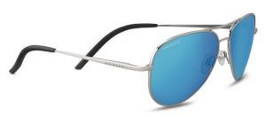 Serengeti Carrara Small, Polarized 555nm Blue, Aviator , Unisex, Shiny Silver, Small, 8553