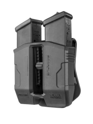 Scorpus Double Magazine Pouch for Glock .45/10mm, Paddle+Belt, Black, PG.45