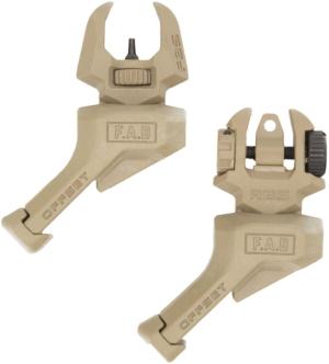 FAB Defense Front And Rear Set of Offset Flip-Up Sights, 1 Offset RBS, 1 Offset FBS, Left Hand, FDE, fx-frbsoslht