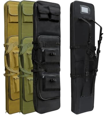 46" Rifle Bag, Black/Khaki/Green Tactical Long Rifle Backpack 