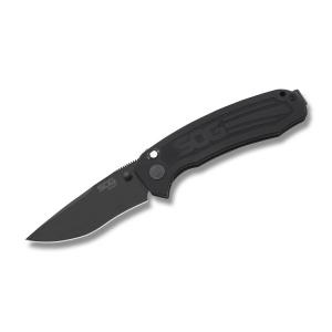 SOG Knives Banner with Black Anodized Aluminum Handle and Black Titanium-Nitride Coated CPM-S35VN Stainless Steel 3.50" Clip Point Plain Edge Blade Model SOGBA1001 SOGBA1001