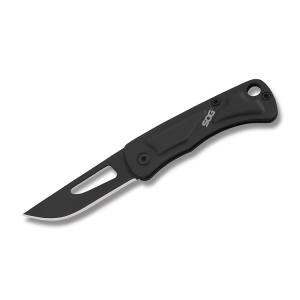 SOG Knives Centi 1 with Black Coated Stainless Steel Handle and Black Coated Stainless Steel 1.439" Drop Point Plain Edge Blade Model SOGCE1002 SOGCE1002