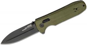 SOG Pentagon XR Flipper Knife 3.61" CTS-XHP Black TiNi Plain Blade ODG G10 Handles 12-61-02-57