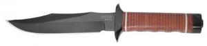 SOG Bowie 2.0 Fixed Straight Tactical Knife, Black TiNi 6.4in Blade w/ Leather Sheath S1T-L S1TL