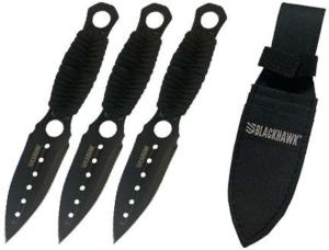 BlackHawk Direct Hit Throwing Knives, 3.5in, 7CRMOV, Paracord Wrap Handle, Black, BH15DH01BK BH15DH01BK