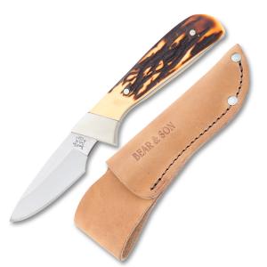 Bear & Son Cutlery  Invincible Skinner 440 Stainless Steel Blade Delrin Stag Handle 730153503829