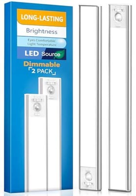 LED Motion Sensor Light, 2200mAh USB Rechargeable Battery Operated, Stick On Magnetic Dimmable Ideal For Firearm Safes (2 Pack) 732122381179