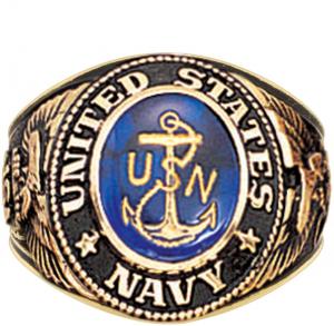 Rothco Deluxe Brass Engraved Ring, Navy, Gold, 10, 823-108