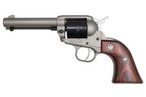 RUGER Wrangler 22LR Single-Action Revolver with Silver Cerakote Finish and Wood Lamina