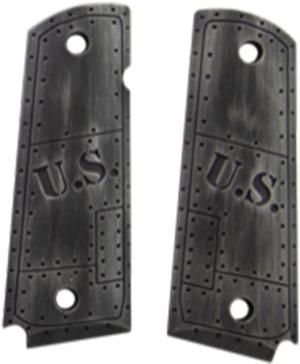 Hogue Govt. Model Aluminum - 1911 U.S. Grey Distressed Grip, 00824-EXLTRP 00824EXLTRP