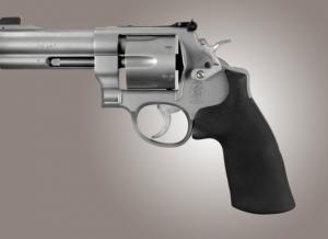 Hogue Rubber Conversion Grip - S&W N Round Butt Rubber, NO Finger Grooves 25012