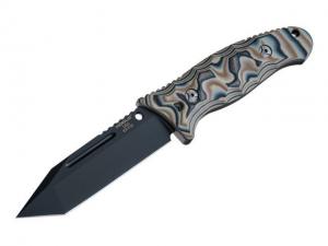 Hogue EX-F02 4.5in Fixed Tanto Blade w/ Black Auto Retention Sheath, Black Finish, G10 G-Mascus Dark Earth Scales, 35247 743108352472