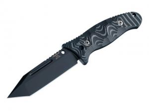 Hogue EX-F02 4.5in Fixed Tanto Blade w/ Black Auto Retention Sheath, Black Finish, G10 G-Mascus Black Scales, 35249 743108352496