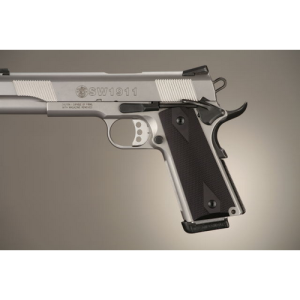 Hogue Extreme Series Grips 1911 Government, Commander Ambidextrous Safety Cut Checkered Brushed Aluminum Gloss SKU - 537653