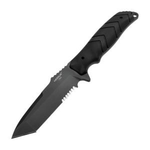 Hogue Fray Tanto Fixed Blade Knife Black OverMolded (4.2" Black Serr) 55349