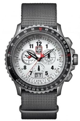 Luminox F-22 Raptor 9240 Series Watch with Gray Webbing Strap and Titanium Bezel, White/Black, 44 mm 9249