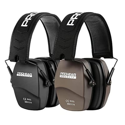PROHEAR 016 Shooting Ear Protection Earmuffs 2 Pack, NRR 26dB for Gun Range, Hunting -Black and Brown PROHEAR 016 Hunting 