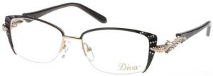 Diva 5434 Eyeglass Frames, Female,, Black-Gold Snake Frame, 52-15-130 5434-7GT