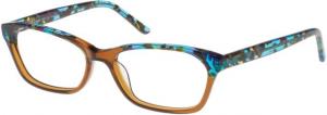 Exces 3130 Eyeglass Frames, Female,, Brown-Blue Green Floral Frame, 54-15-138 3130-593