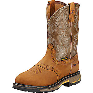 Ariat Workhog Pull-On Western Boots for Men - Aged Bark/Army Green - 14 M