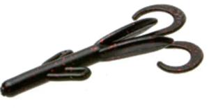 Zoom Tiny Brush Hog Mini Creature Bait, 15 Pack, 3in, Black Red Glitter, 055001X