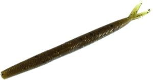 Zoom Fluke Stick Jr Bait, 10 Pack, 5in, Green Pumpkin Magic, 126284