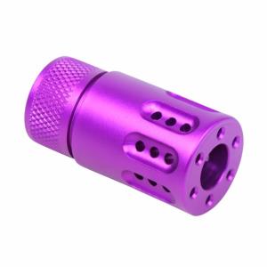 Guntec USA AR-15 Mini Slip Over Barrel Shroud w/ Multi Port Muzzle Brake, 5.56mm, 1/2-28, Anodized Purple, 1326-MB-P-MINI-PURPLE 1326MBPMINIPURPLE