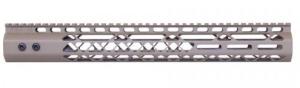 Guntec USA .308 Caliber Air Lite Series M-LOK System Free Floating Handguard w/Monolithic Top Rail, 15in, Cerakote FDE, GT-15MLK-AL-308-FDE