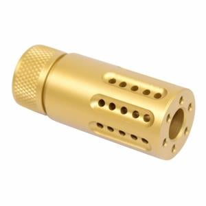 Guntec USA AR-15 Micro Slip Over Barrel Shroud w/ Multi Port Muzzle Brake, 9mm, 1/2x36, Anodized Gold, 1326-MB-P-S-9-GOLD 1326MBPS9GOLD