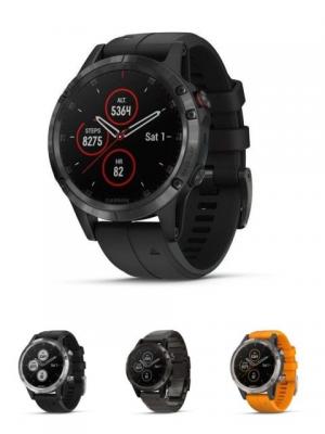 Garmin Fenix 5 Plus, GPS Watch, Carbon Gray DLC Titanium with Black Silicone Band, 010-01988-20 753759268947