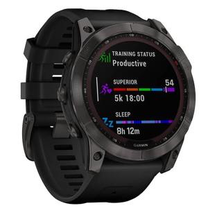 Garmin fenix 7X Sapphire Solar Carbon Gray DLC Titanium w/Black Band Smartwatch 010-02541-10 010-02541-10