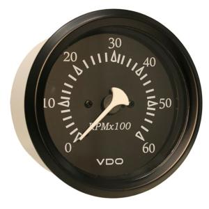 VDO Allentare Black 6000RPM 3-3/8 85mm Sterndrive Tachometer - 12V - Black Bezel, 333-11798