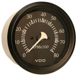 VDO Allentare Black 8000RPM 3-3/8 85mm Outboard Tachometer - 12V - Black Bezel, 333-11799